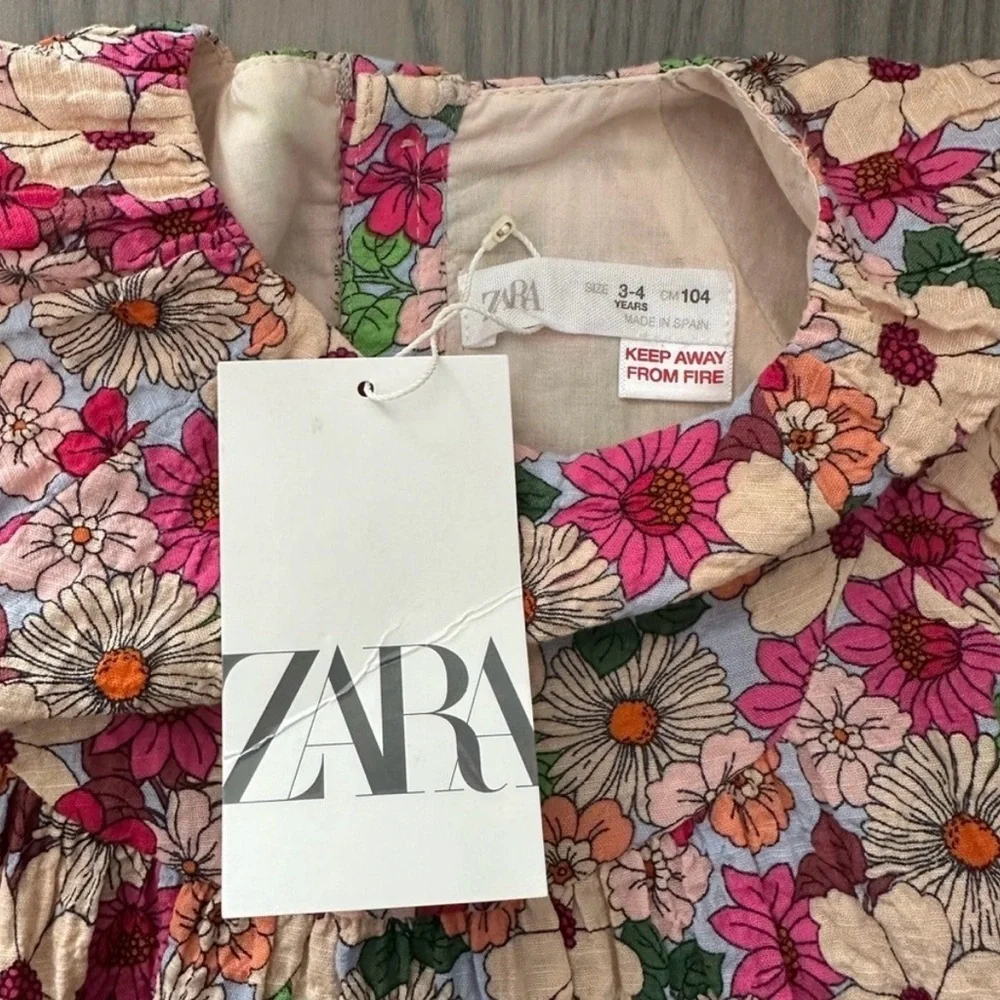 ZARA TODDLER GIRL TEXTURED FLORAL DRESS